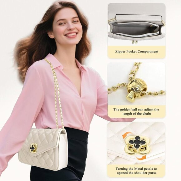 Quilted Leather Crossbody Bag Women Multiple Carrying Styles Large Capacity - Picture 5 of 7